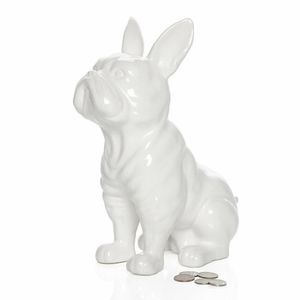 Z Gallerie Ceramic White French Bulldog Piggy Bank